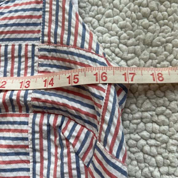 Talbots Red Blue Seersucker Patchwork Sleeveless Shift Dress 4 - Picture 11 of 12